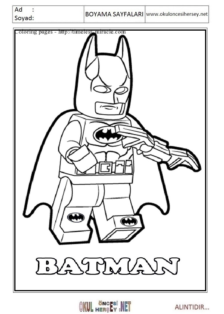 Çocuklar İçin Lego Batman Boyama Sayfaları 