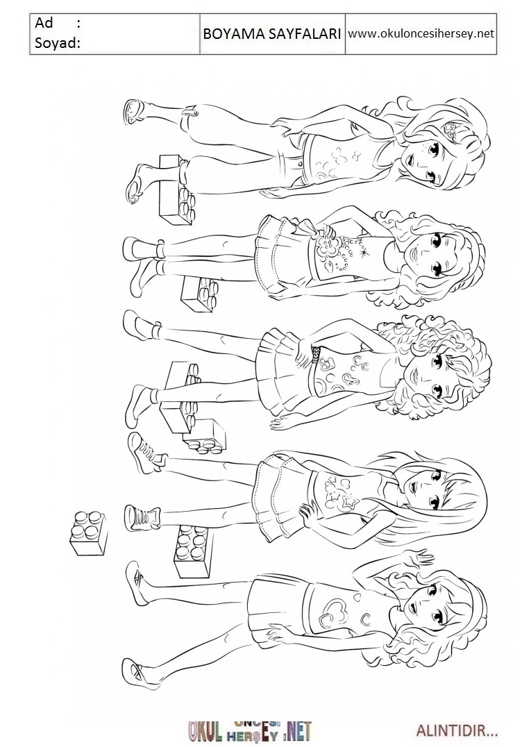 Çocuklar İçin Lego Friends Boyama Sayfaları 