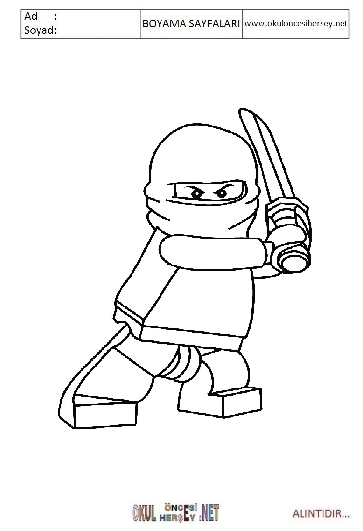 Çocuklar İçin Lego Ninja Boyama Sayfaları 