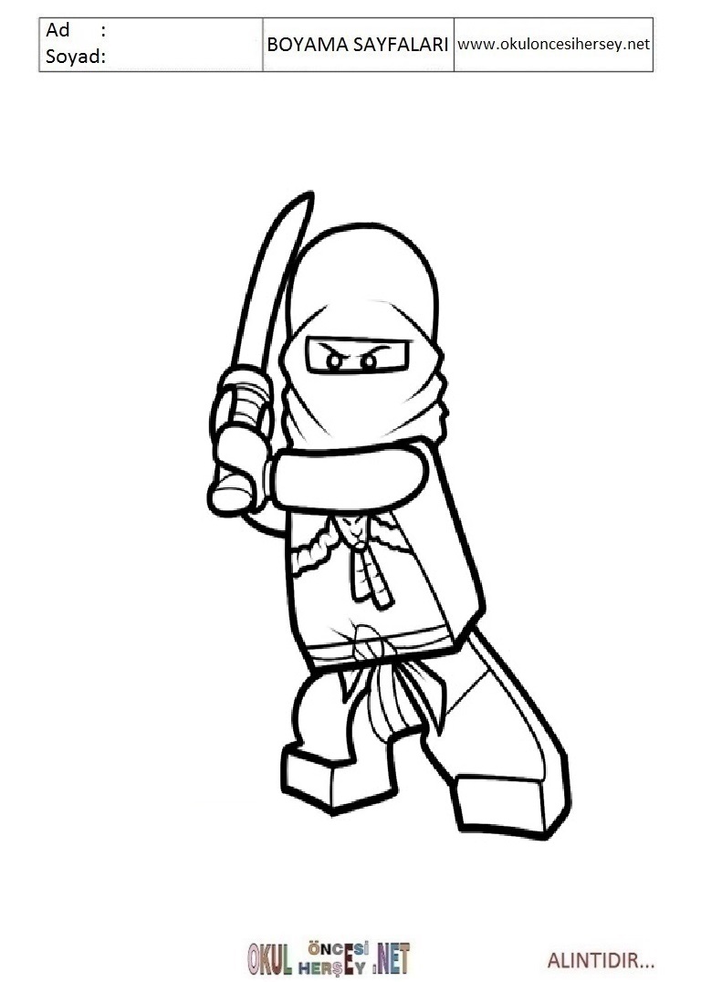 Çocuklar İçin Lego Ninja Boyama Sayfaları 