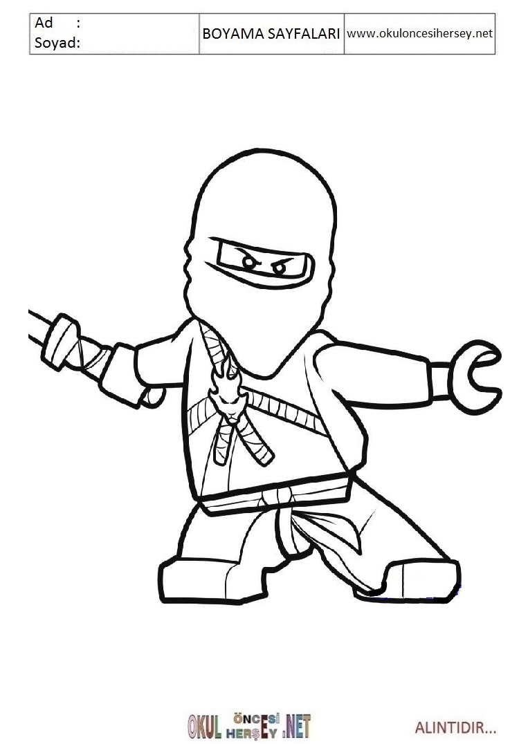Çocuklar İçin Lego Ninja Boyama Sayfaları 