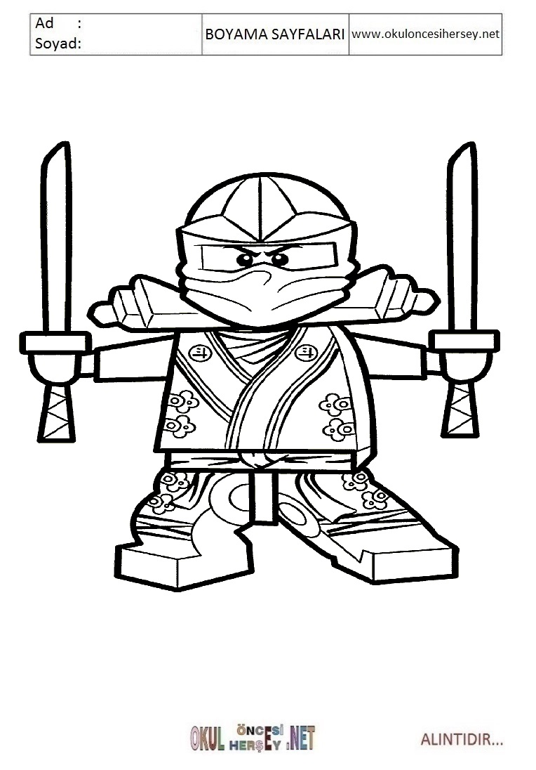 Çocuklar İçin Lego Ninja Boyama Sayfaları 