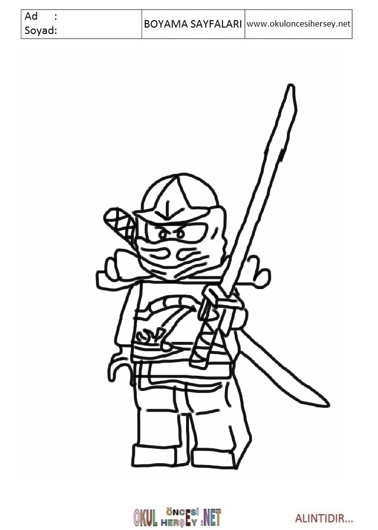 Çocuklar İçin Lego Ninja Boyama Sayfaları 