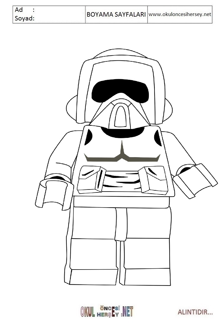 Çocuklar İçin Lego Starwars Boyama Sayfaları 