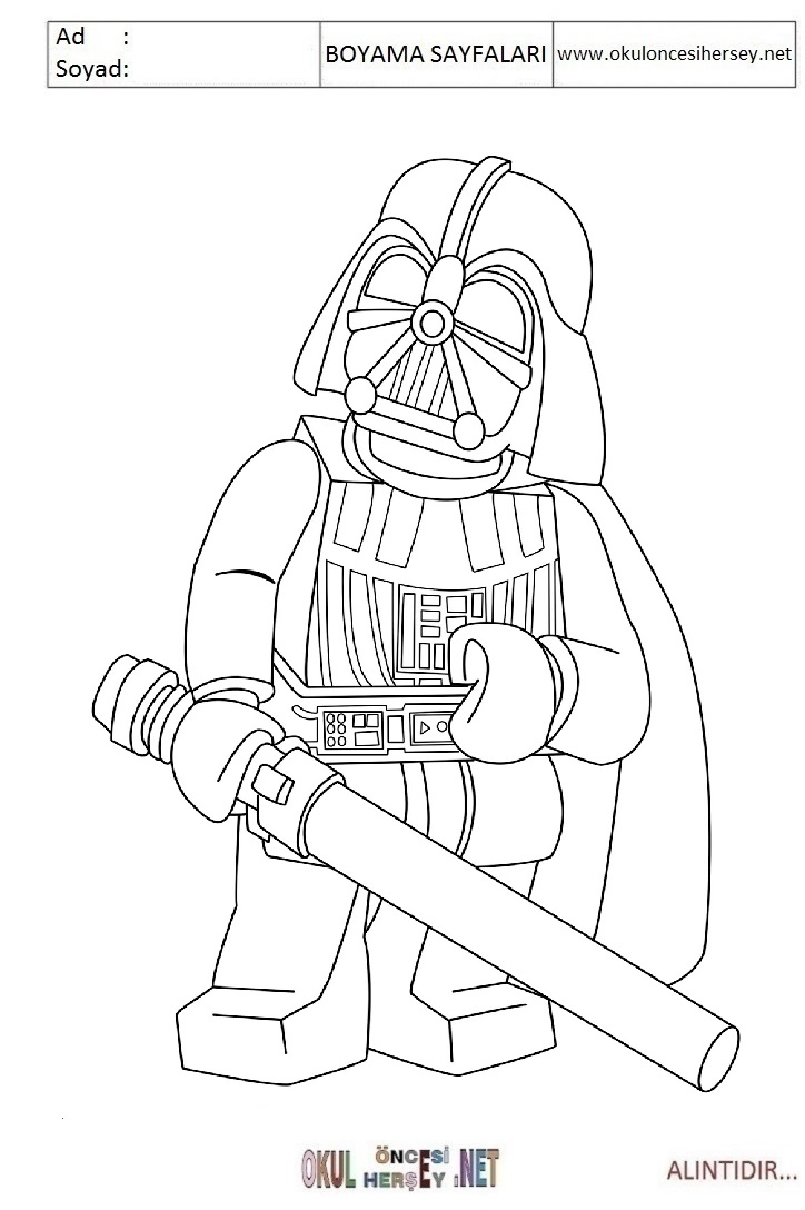 Çocuklar İçin Lego Starwars Boyama Sayfaları 
