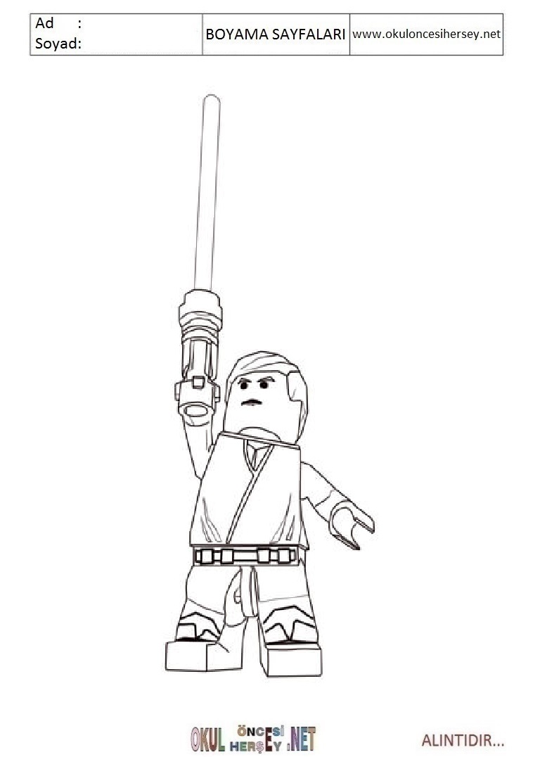 Çocuklar İçin Lego Starwars Boyama Sayfaları 