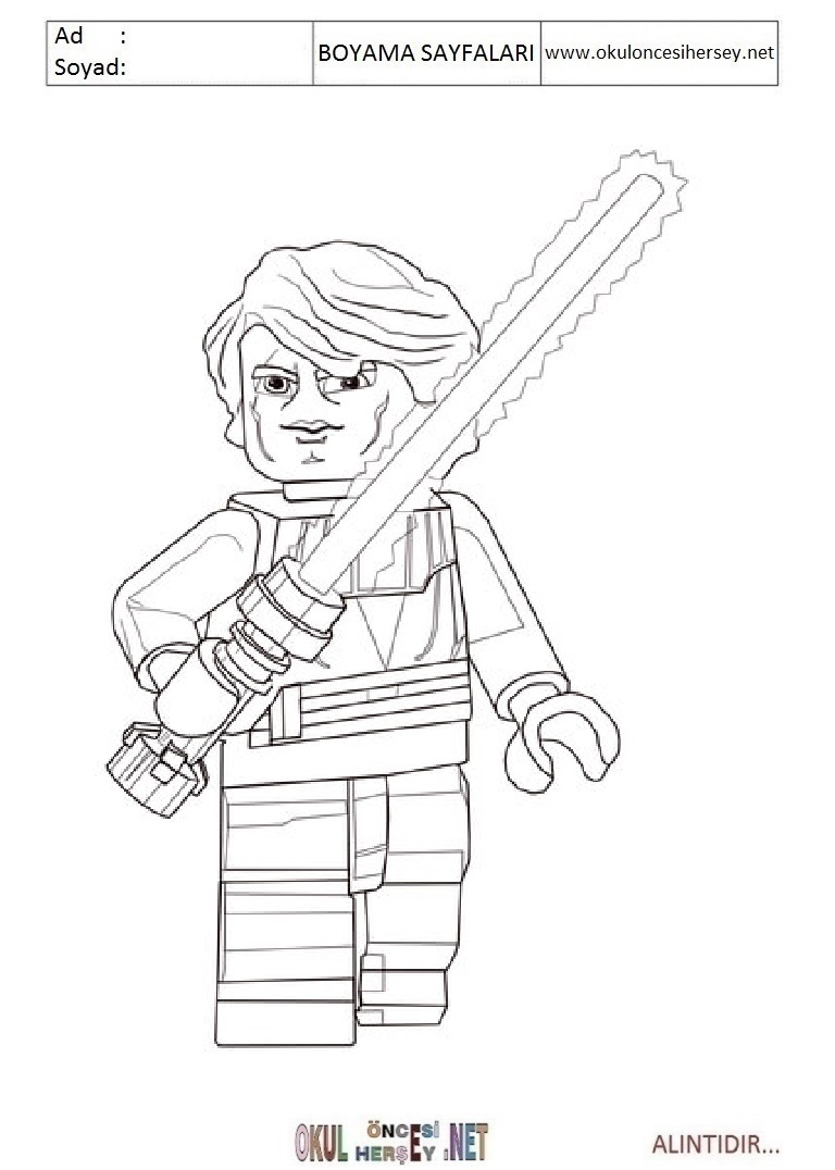 Çocuklar İçin Lego Starwars Boyama Sayfaları 