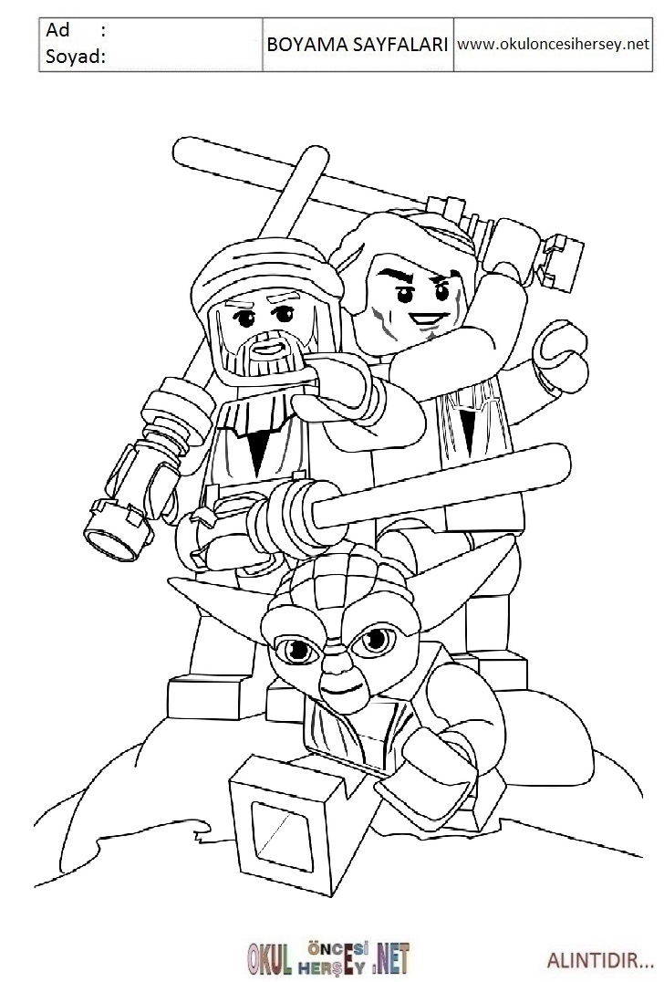 Çocuklar İçin Lego Starwars Boyama Sayfaları 