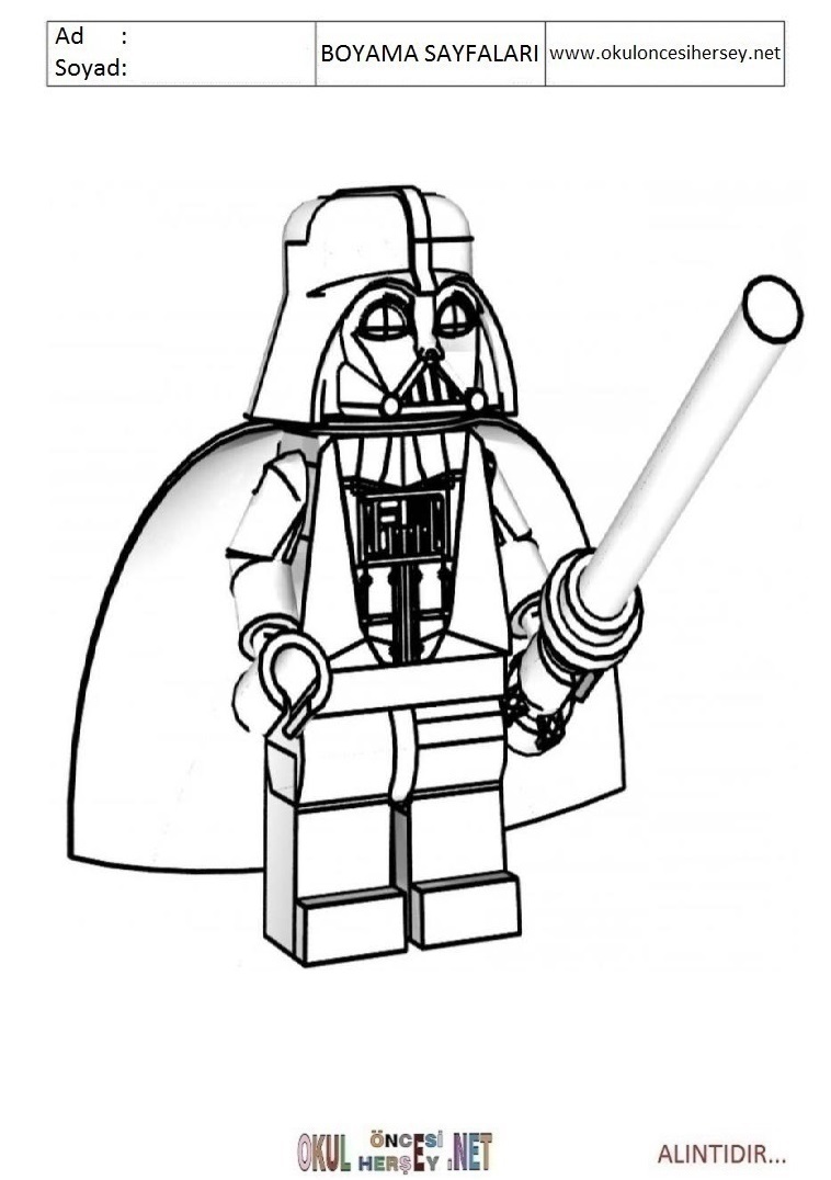 Çocuklar İçin Lego Starwars Boyama Sayfaları 