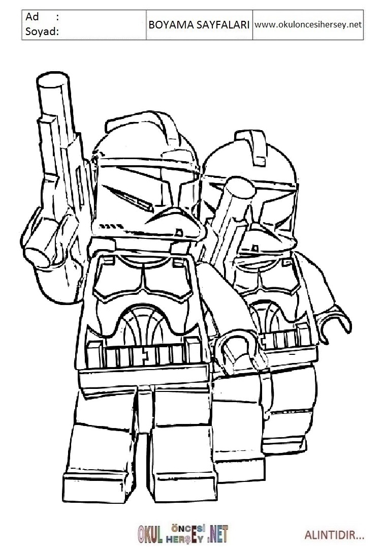 Çocuklar İçin Lego Starwars Boyama Sayfaları 