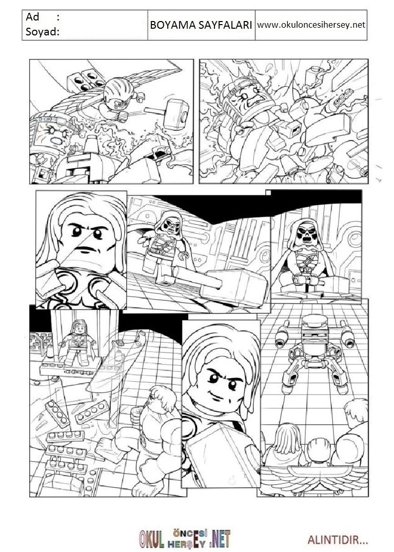 Çocuklar İçin Lego Süper Kahramanlar Boyama Sayfaları 