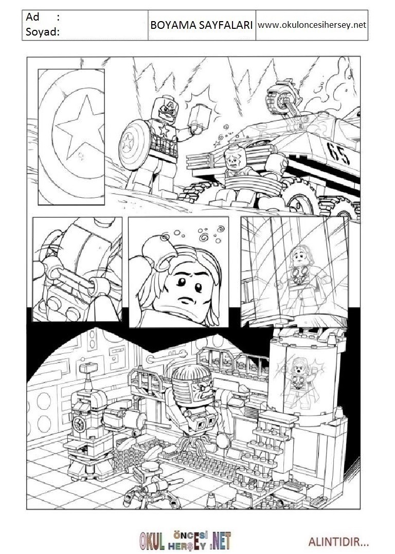 Çocuklar İçin Lego Süper Kahramanlar Boyama Sayfaları 