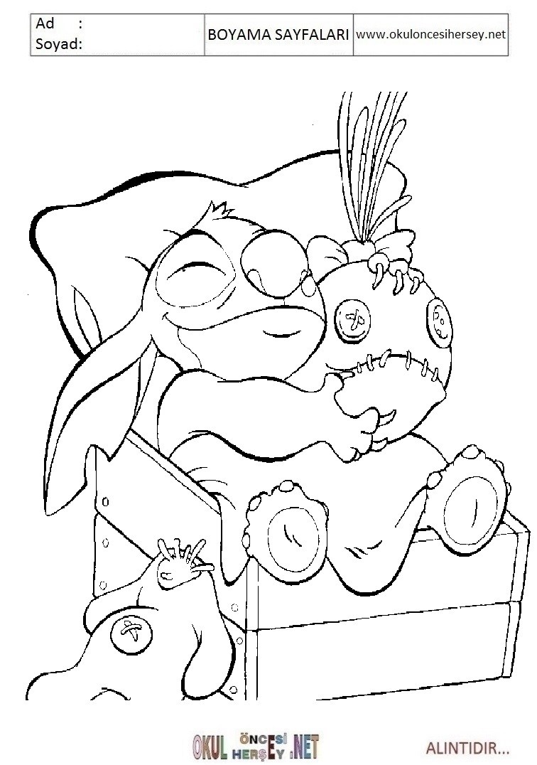 Çocuklar İçin Lilo ve Stitch Boyama Sayfaları 