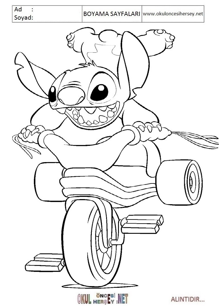 Çocuklar İçin Lilo ve Stitch Boyama Sayfaları 