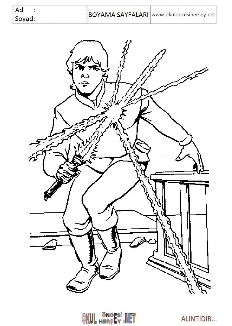 Çocuklar İçin Luke Skywalker Boyama Sayfaları 