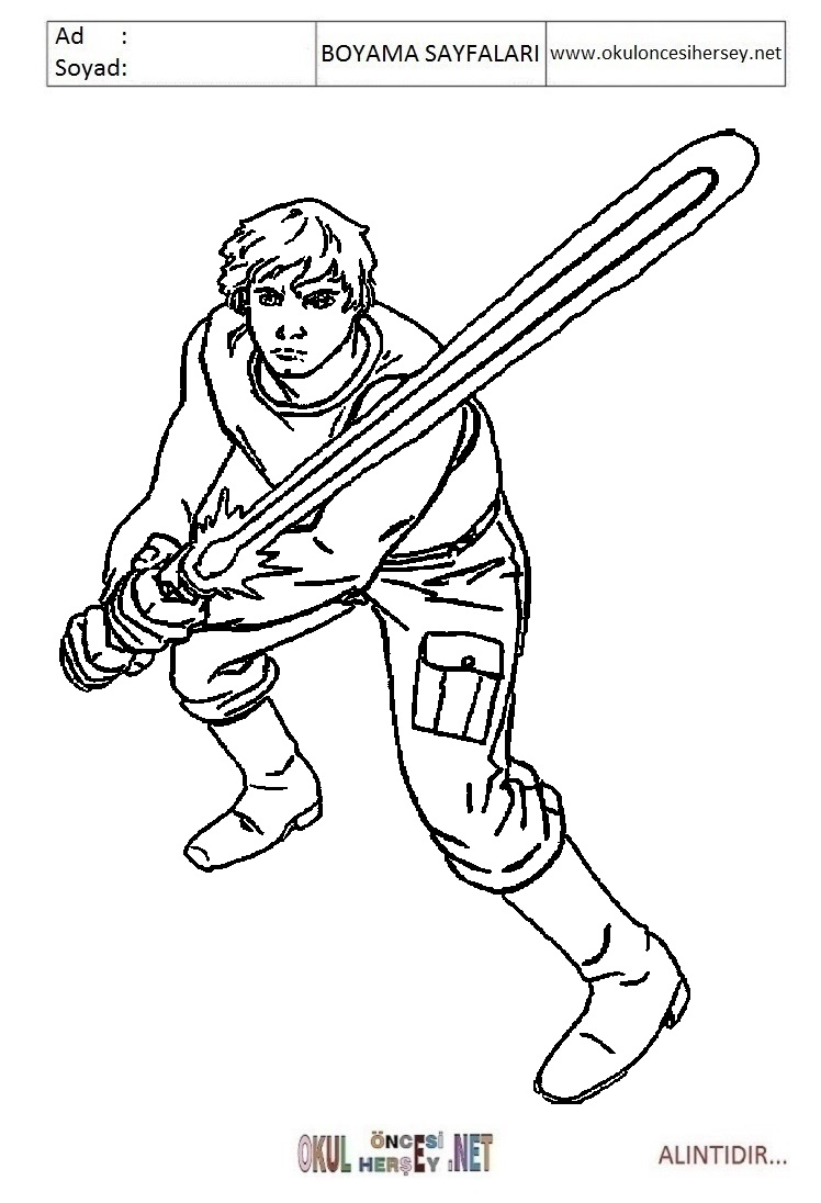 Çocuklar İçin Luke Skywalker Boyama Sayfaları 