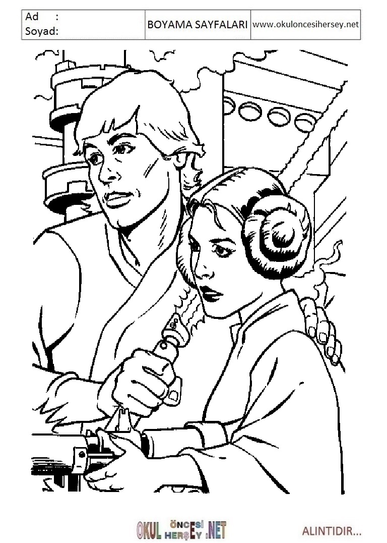 Çocuklar İçin Luke Skywalker Boyama Sayfaları 
