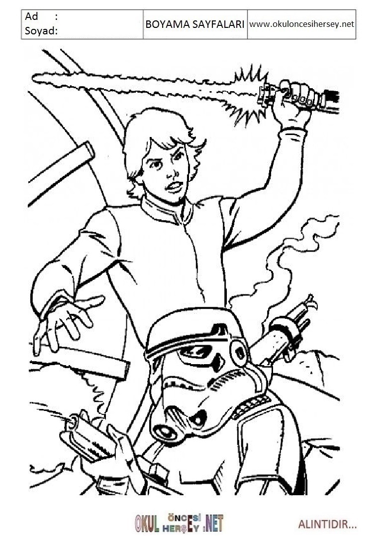 Çocuklar İçin Luke Skywalker Boyama Sayfaları 