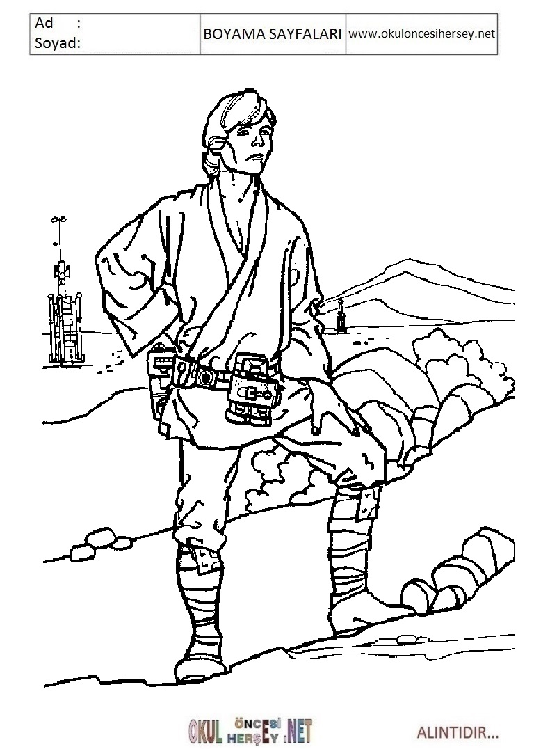 Çocuklar İçin Luke Skywalker Boyama Sayfaları 