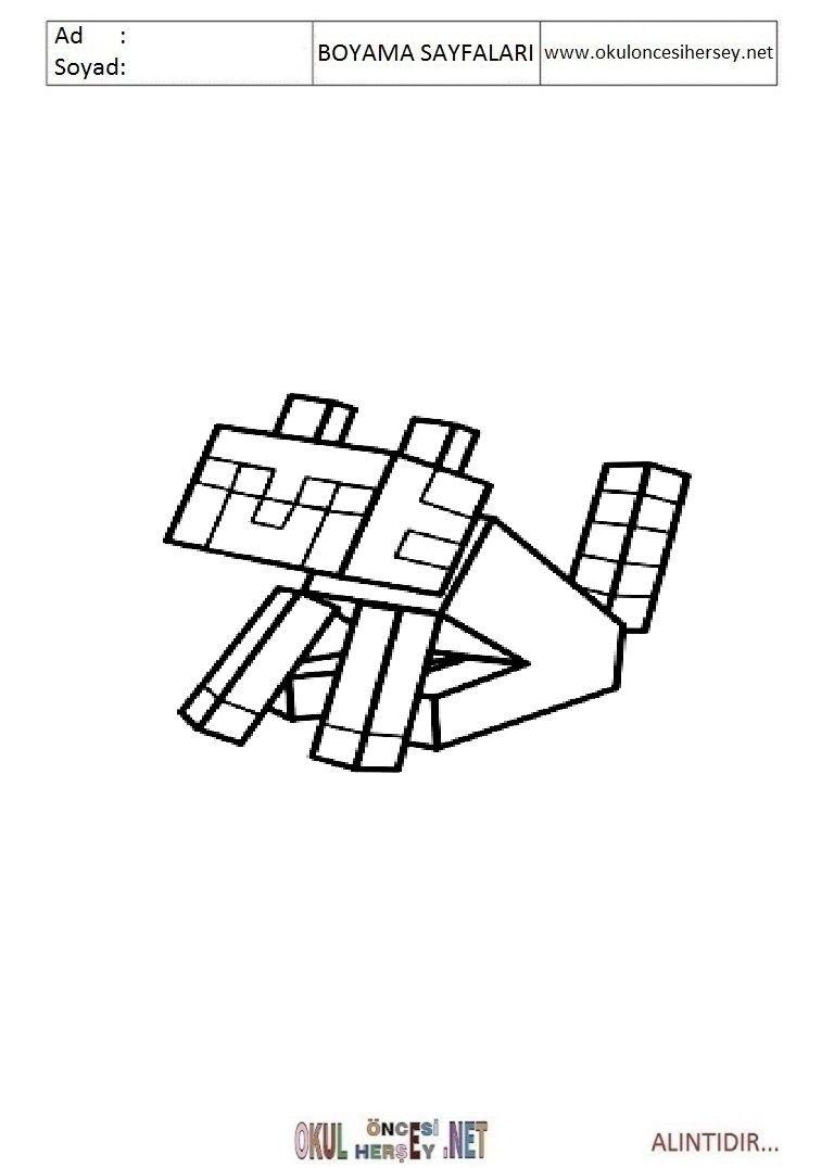 Çocuklar İçin Minecraft Boyama Sayfaları 