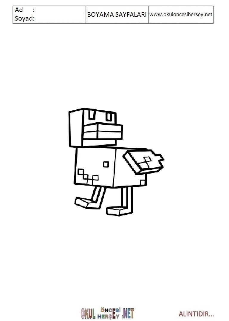 Çocuklar İçin Minecraft Boyama Sayfaları 