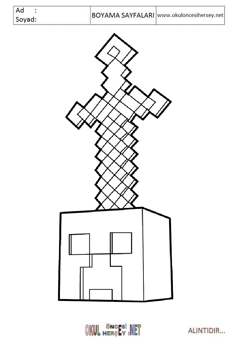 Çocuklar İçin Minecraft Boyama Sayfaları 