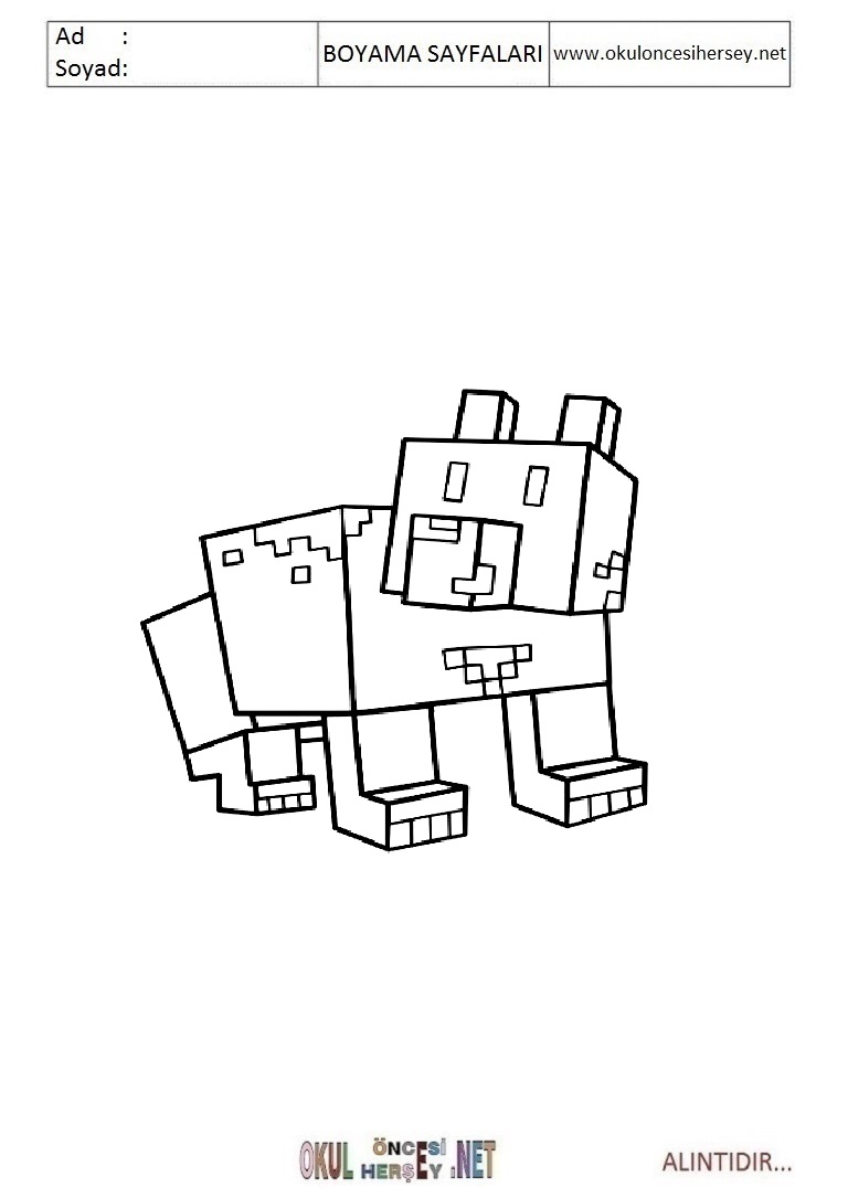 Çocuklar İçin Minecraft Boyama Sayfaları 
