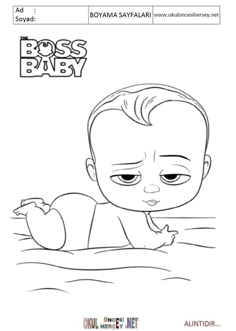 Çocuklar İçin Patron Bebek Boyama Sayfaları 