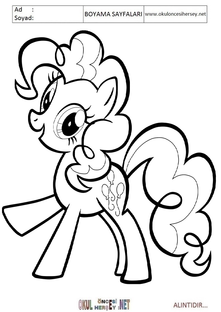 Çocuklar İçin Pinkie Pie Boyama Sayfaları 
