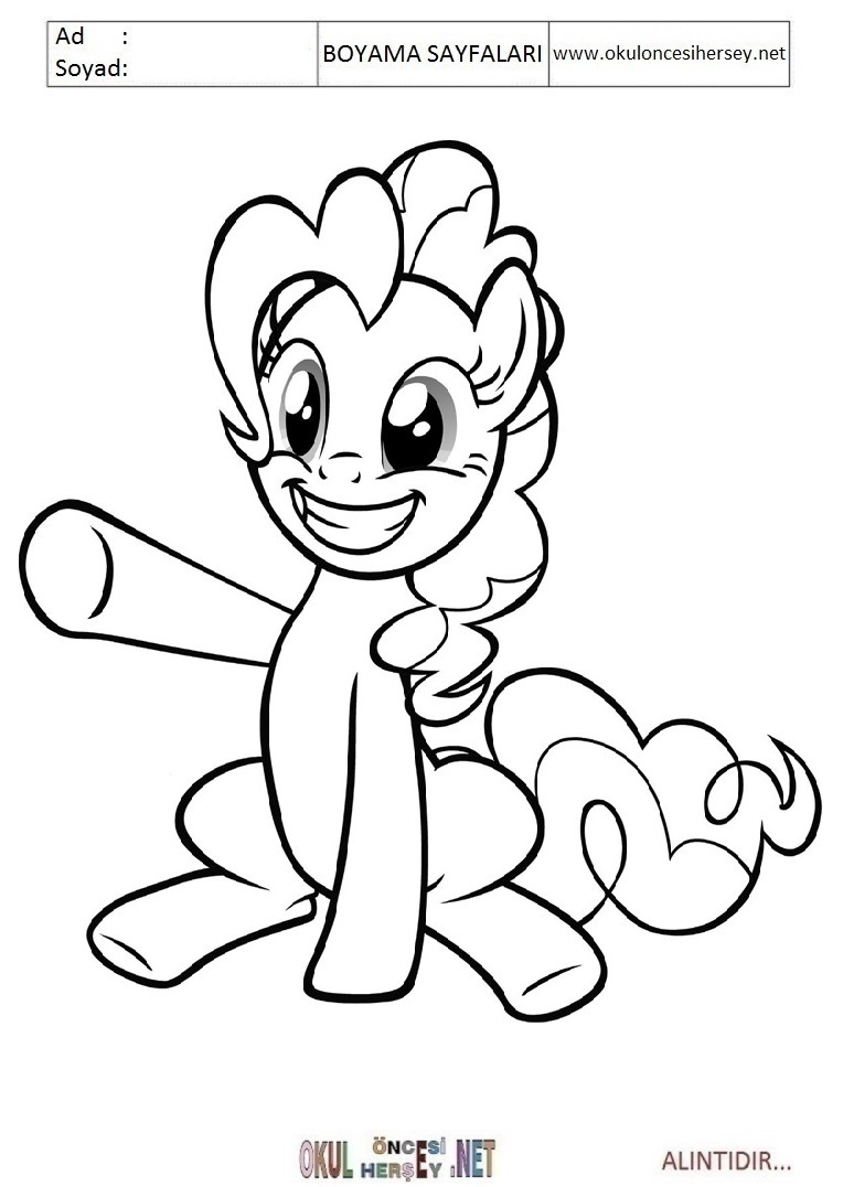 Çocuklar İçin Pinkie Pie Boyama Sayfaları 