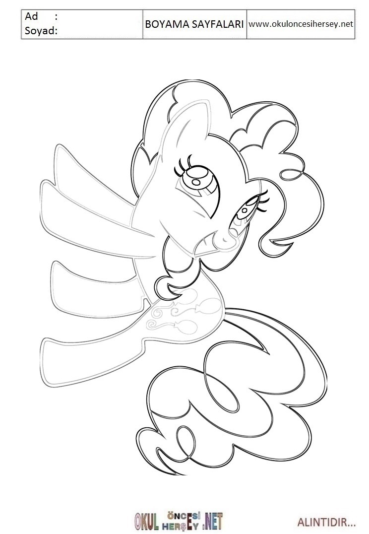 Çocuklar İçin Pinkie Pie Boyama Sayfaları 