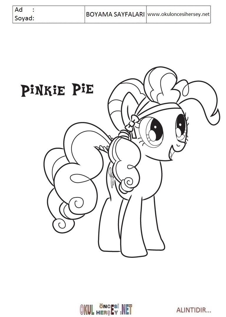 Çocuklar İçin Pinkie Pie Boyama Sayfaları 