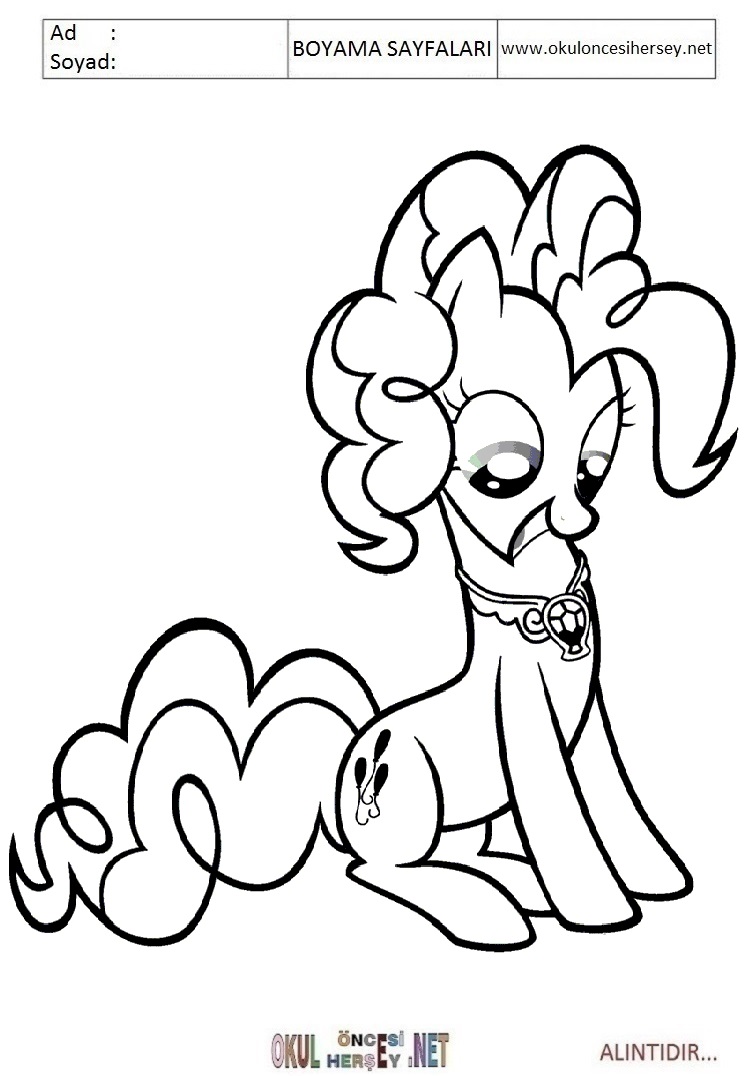 Çocuklar İçin Pinkie Pie Boyama Sayfaları 