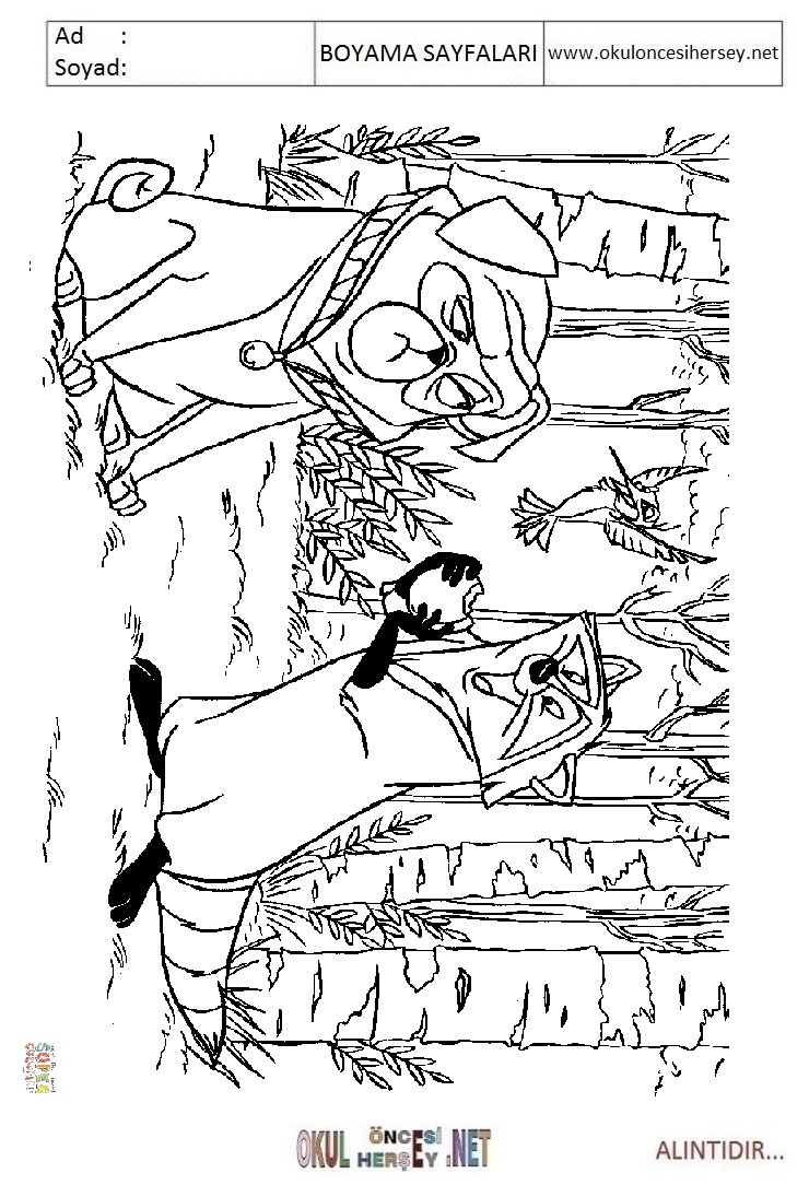 Çocuklar İçin Pocahontas Boyama Sayfaları 