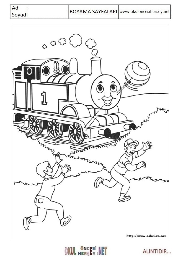 Çocuklar İçin Thomas ve Arkadaşları Boyama Sayfaları 