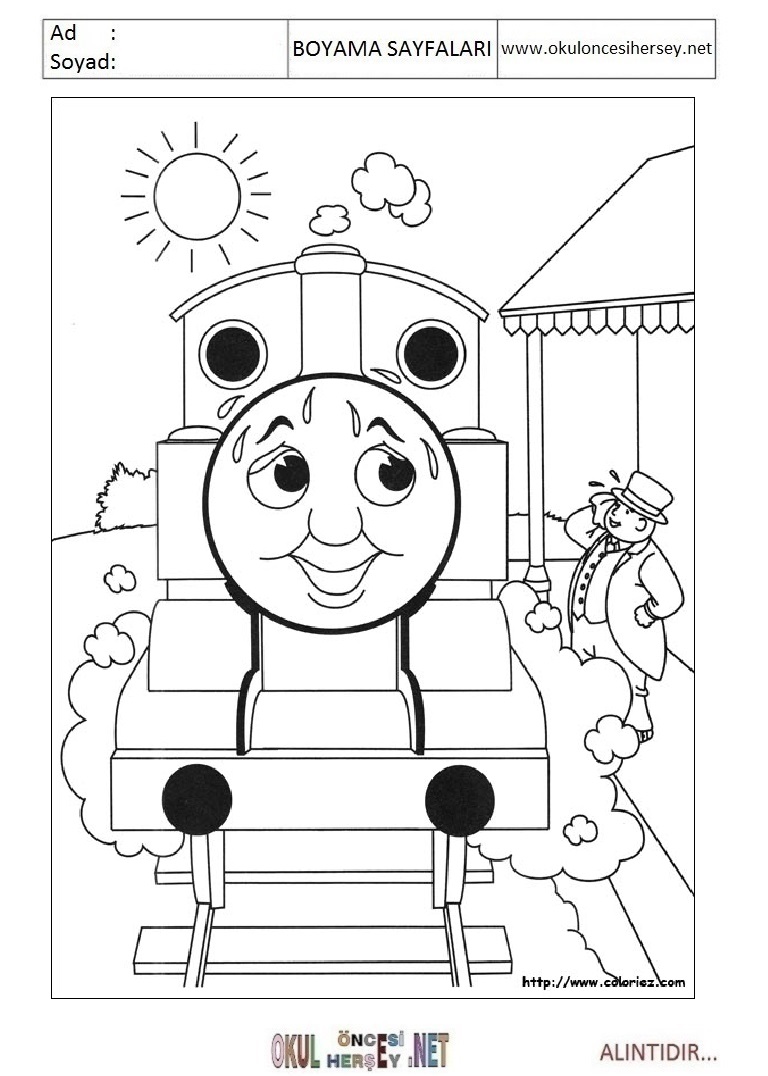 Çocuklar İçin Thomas ve Arkadaşları Boyama Sayfaları 