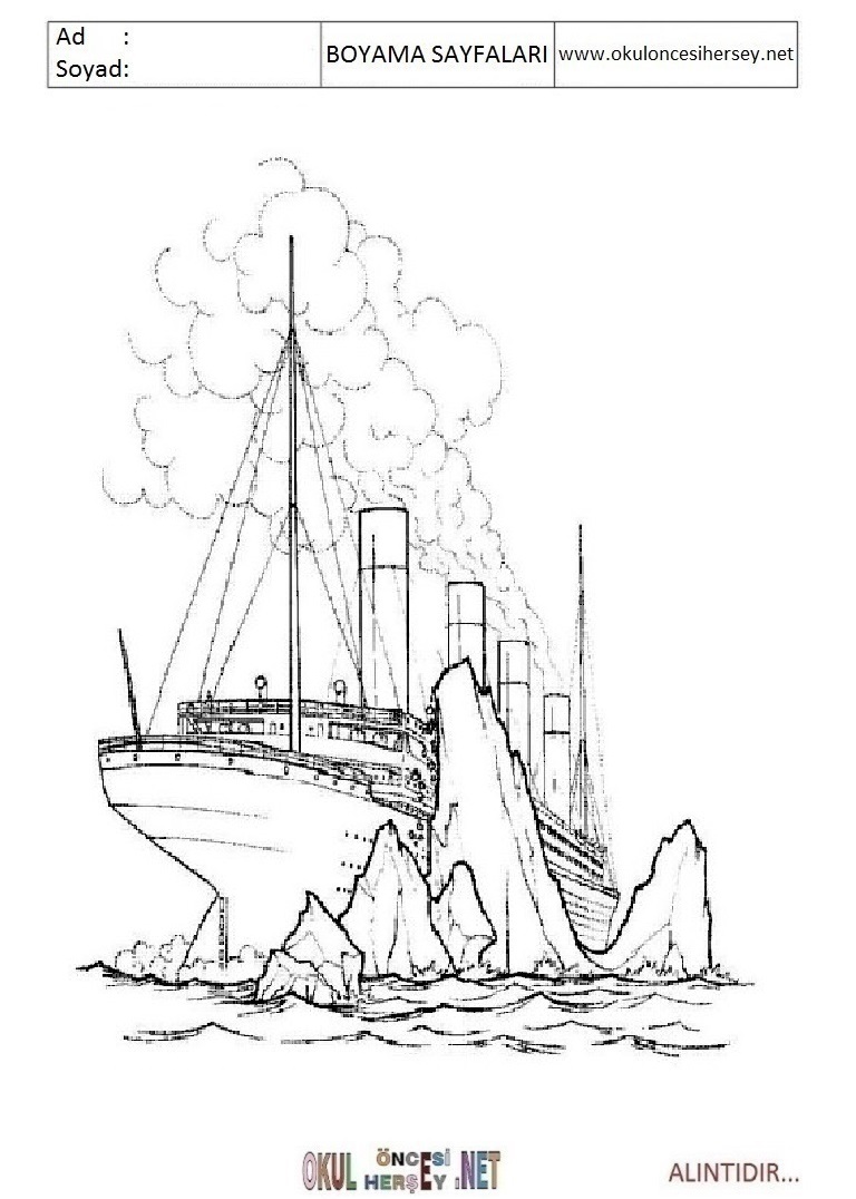 Çocuklar İçin Titanic Boyama Sayfaları 
