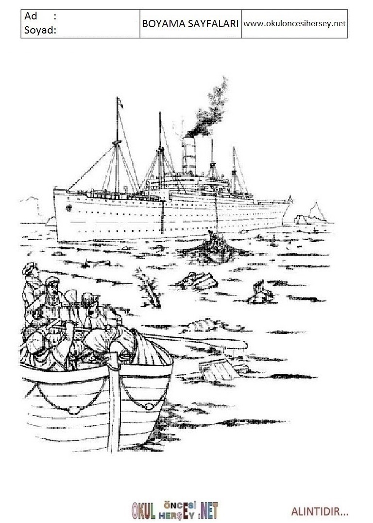 Çocuklar İçin Titanic Boyama Sayfaları 