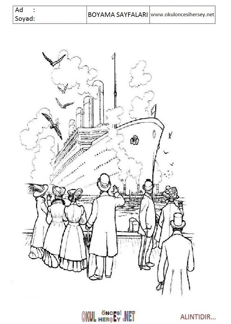 Çocuklar İçin Titanic Boyama Sayfaları 