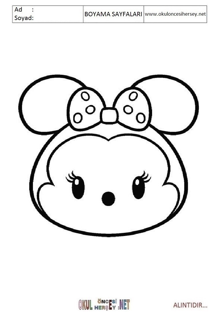 Çocuklar İçin Tsum Tsum Boyama Sayfaları 