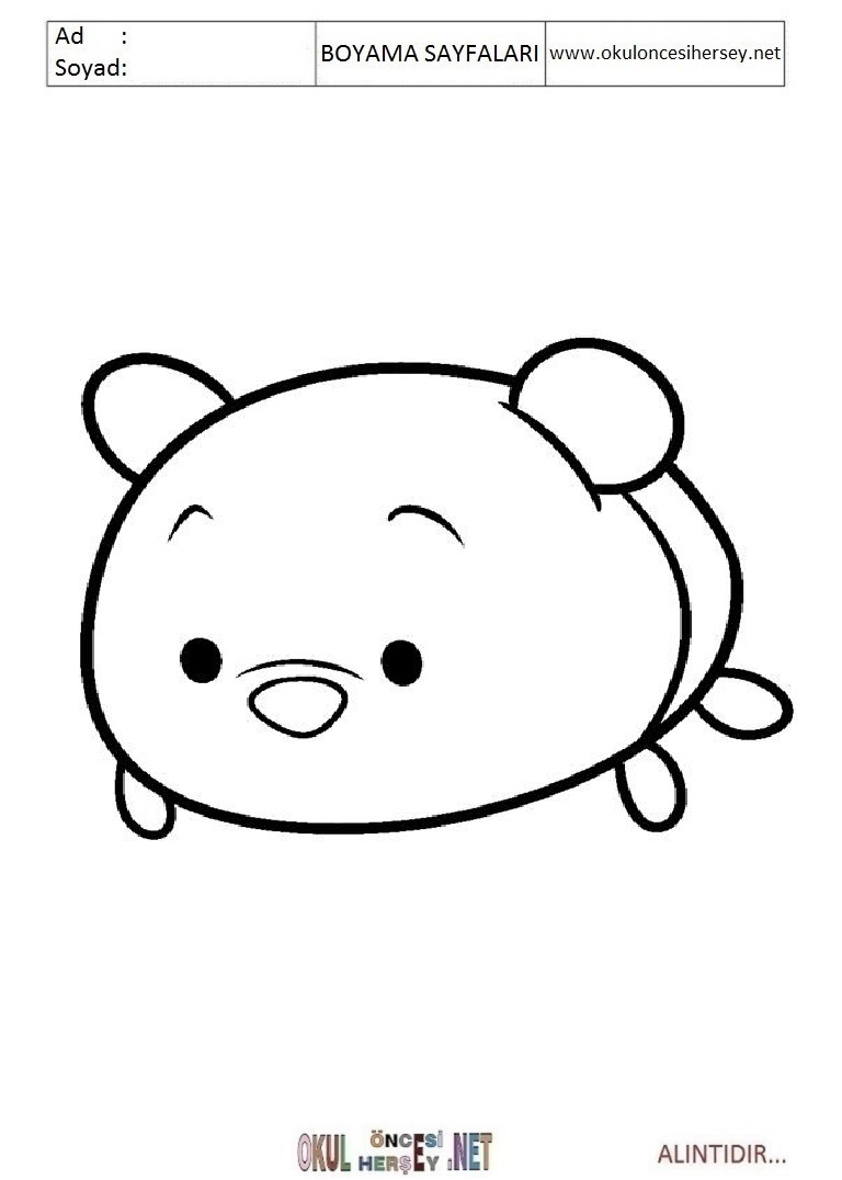 Çocuklar İçin Tsum Tsum Boyama Sayfaları 