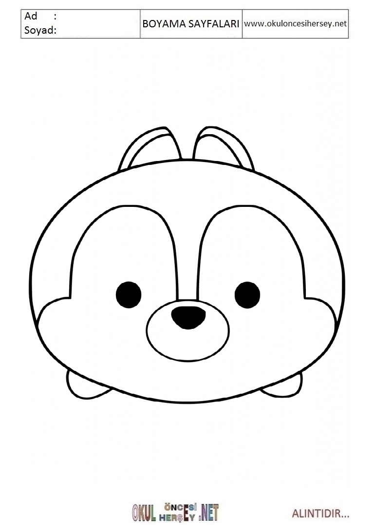 Çocuklar İçin Tsum Tsum Boyama Sayfaları 