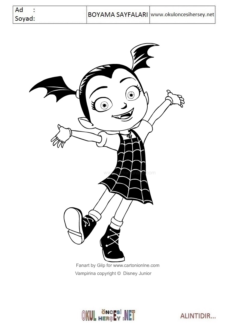 Çocuklar İçin Vampirana Boyama Sayfaları 