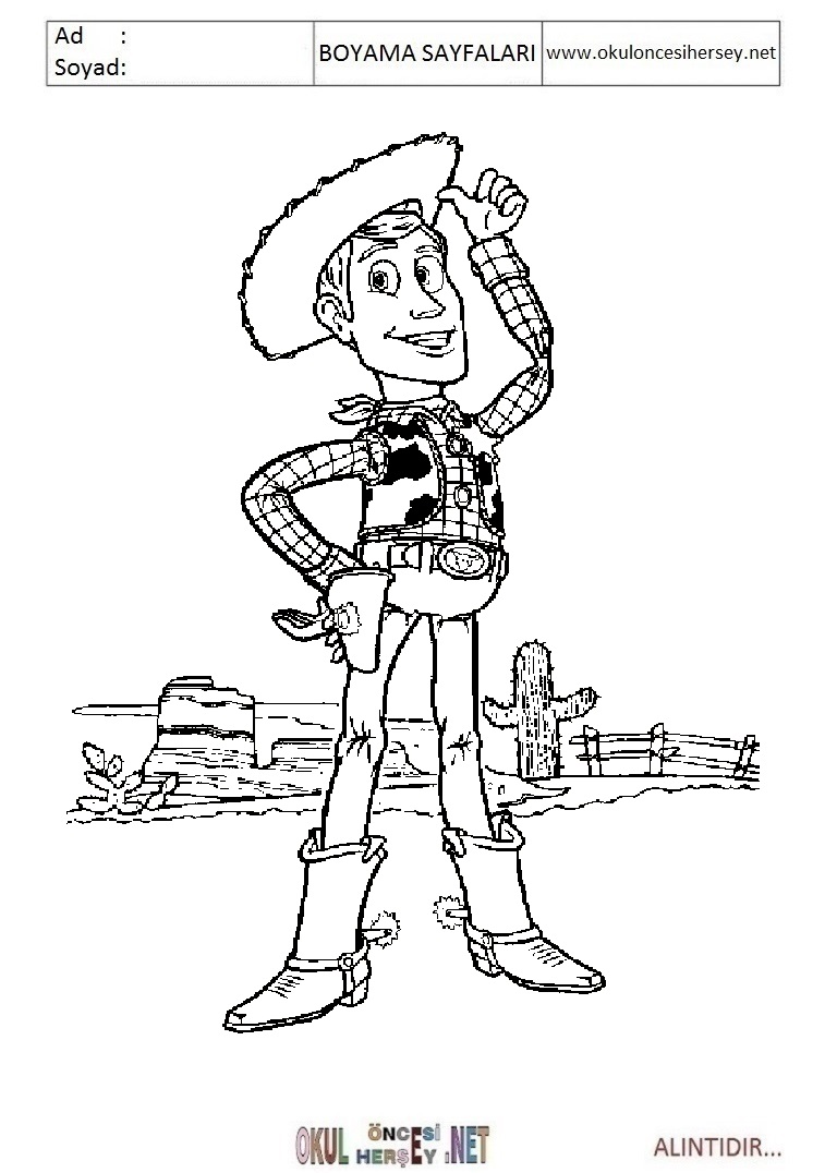 Çocuklar İçin Woody Boyama Sayfaları 
