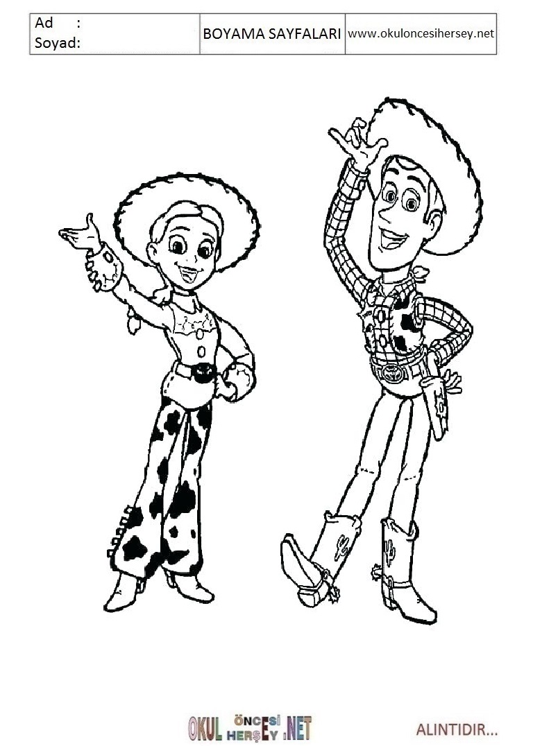 Çocuklar İçin Woody Boyama Sayfaları 