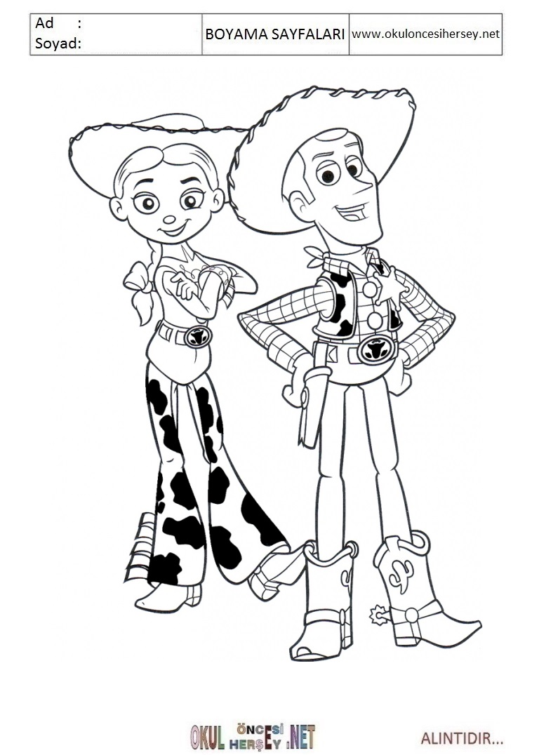 Çocuklar İçin Woody Boyama Sayfaları 