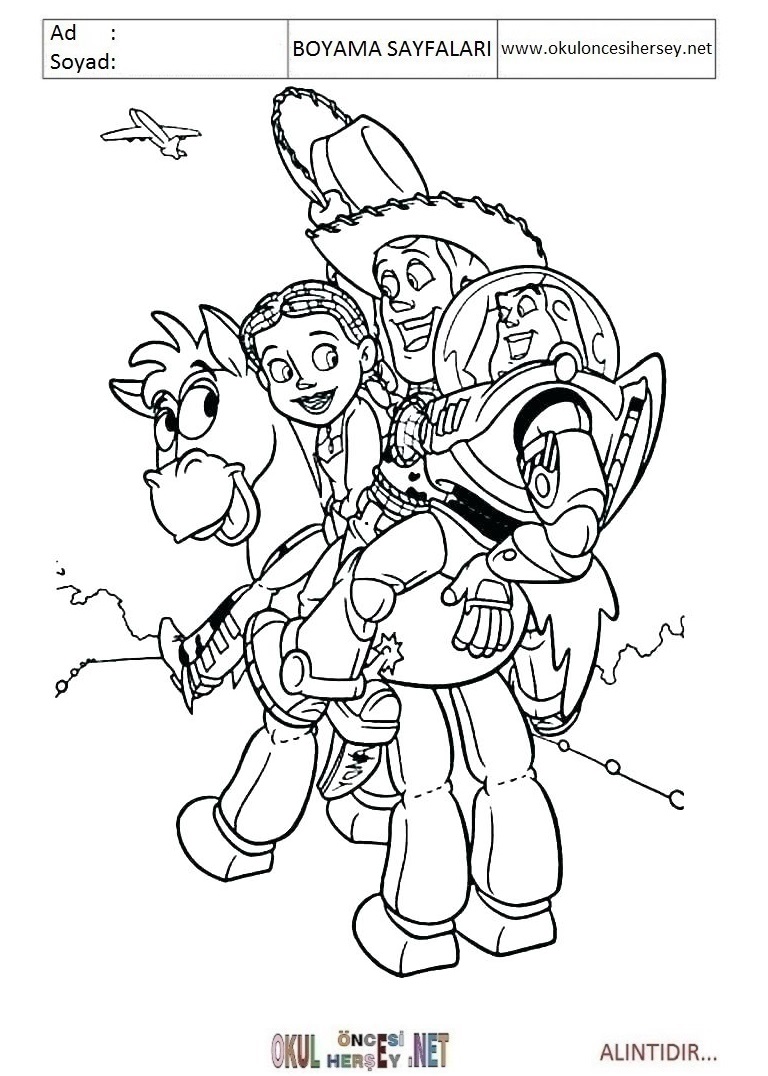 Çocuklar İçin Woody Boyama Sayfaları 
