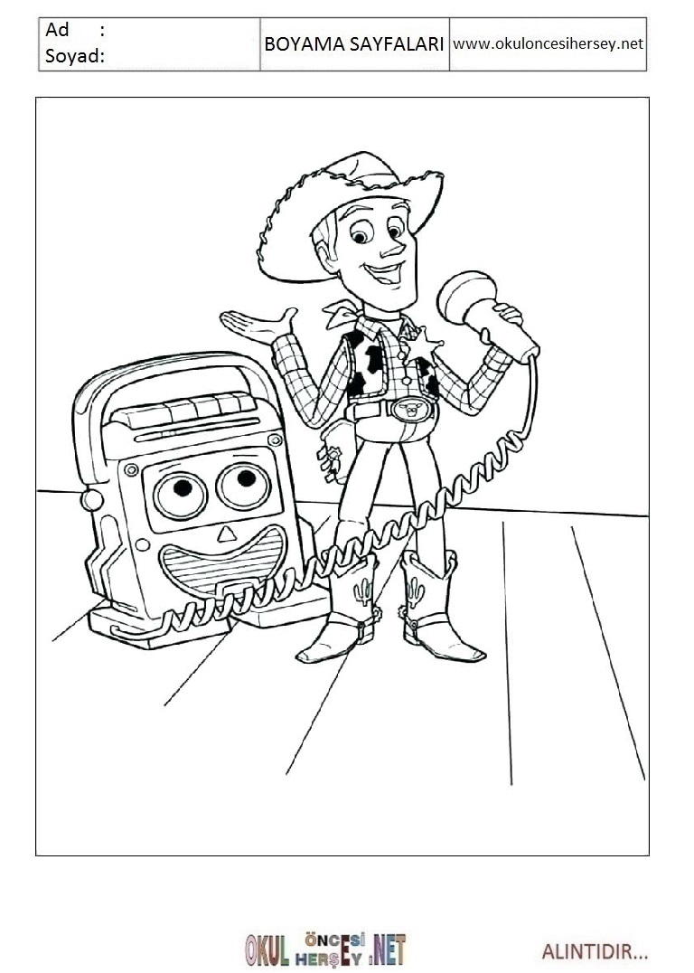 Çocuklar İçin Woody Boyama Sayfaları 