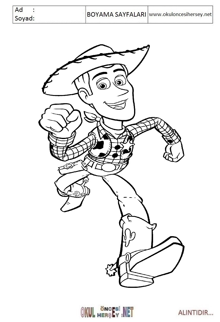 Çocuklar İçin Woody Boyama Sayfaları 