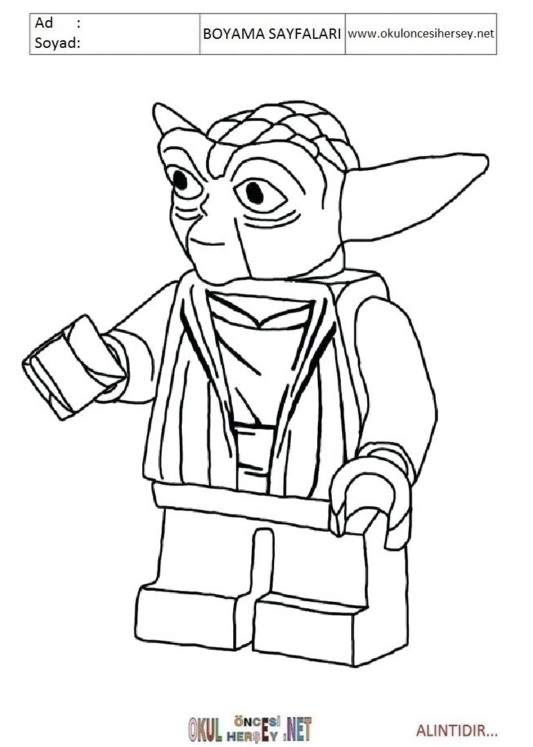 Çocuklar İçin Yoda Boyama Sayfaları 